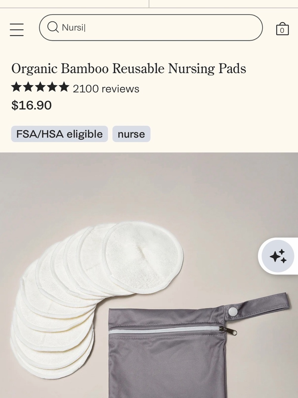 NEW Kindred Bravely Nursing Pads Set with Gray Storage Pouch